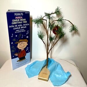 Green Charlie Brown Holiday Decor Tree with Red Ornament